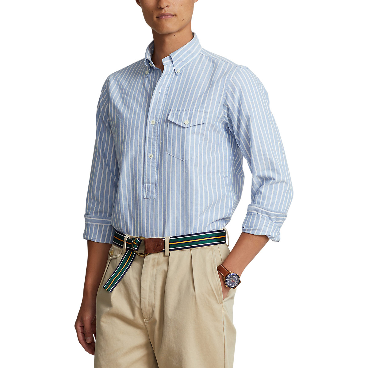 Polo Ralph Lauren Custom Fit Striped Oxford Popover Shirt Ballantynes Department Store